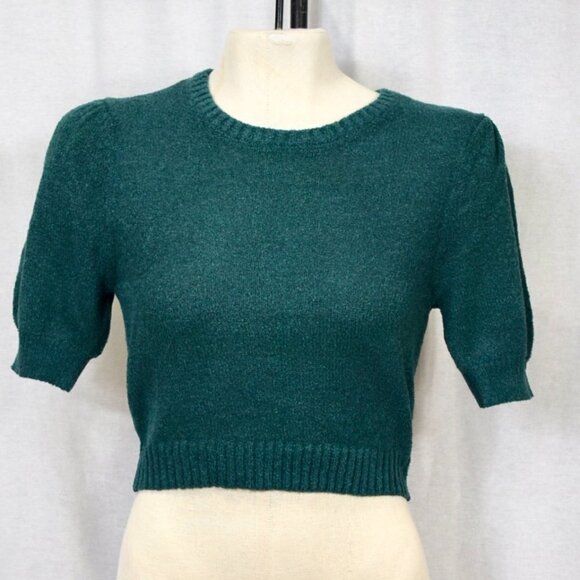 NWOT GLASSONS short sleeve green knitted top - Picture 1 of 2